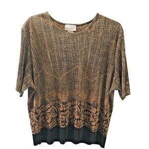 Carol Reed Patterned Oversized Top Brown Black Size XL